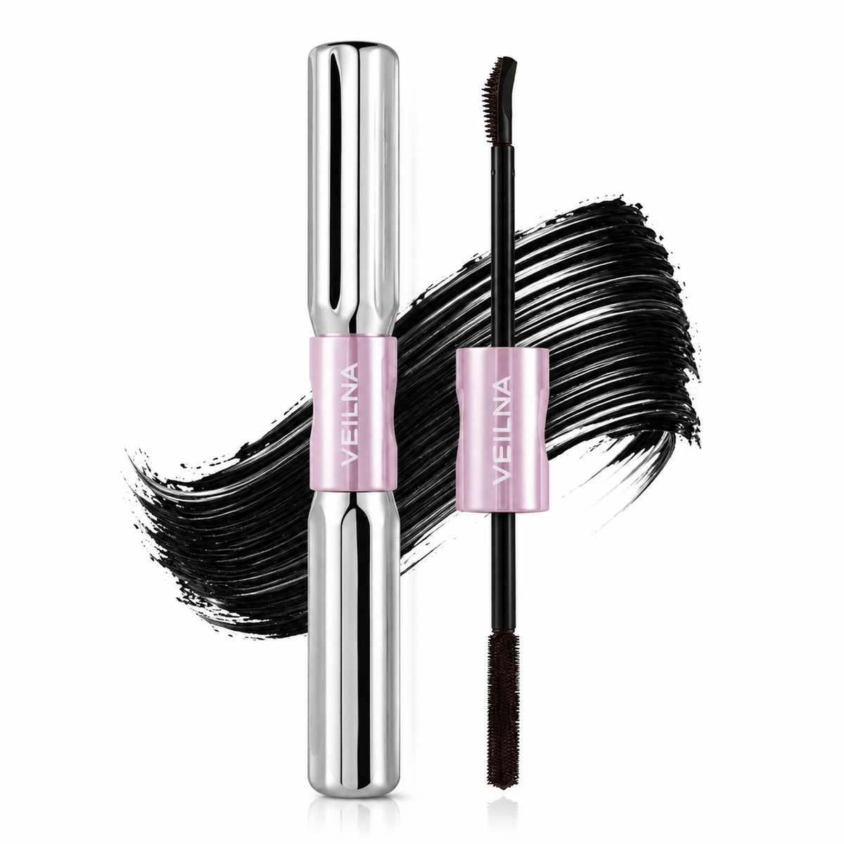 Dual-Ended Eyelash Mascara Waterproof Smudge Resistant Makeup Two brush styles in one tube, easy to carry and apply for beginners, everyday eye looks, travel, parties and quick touch-ups