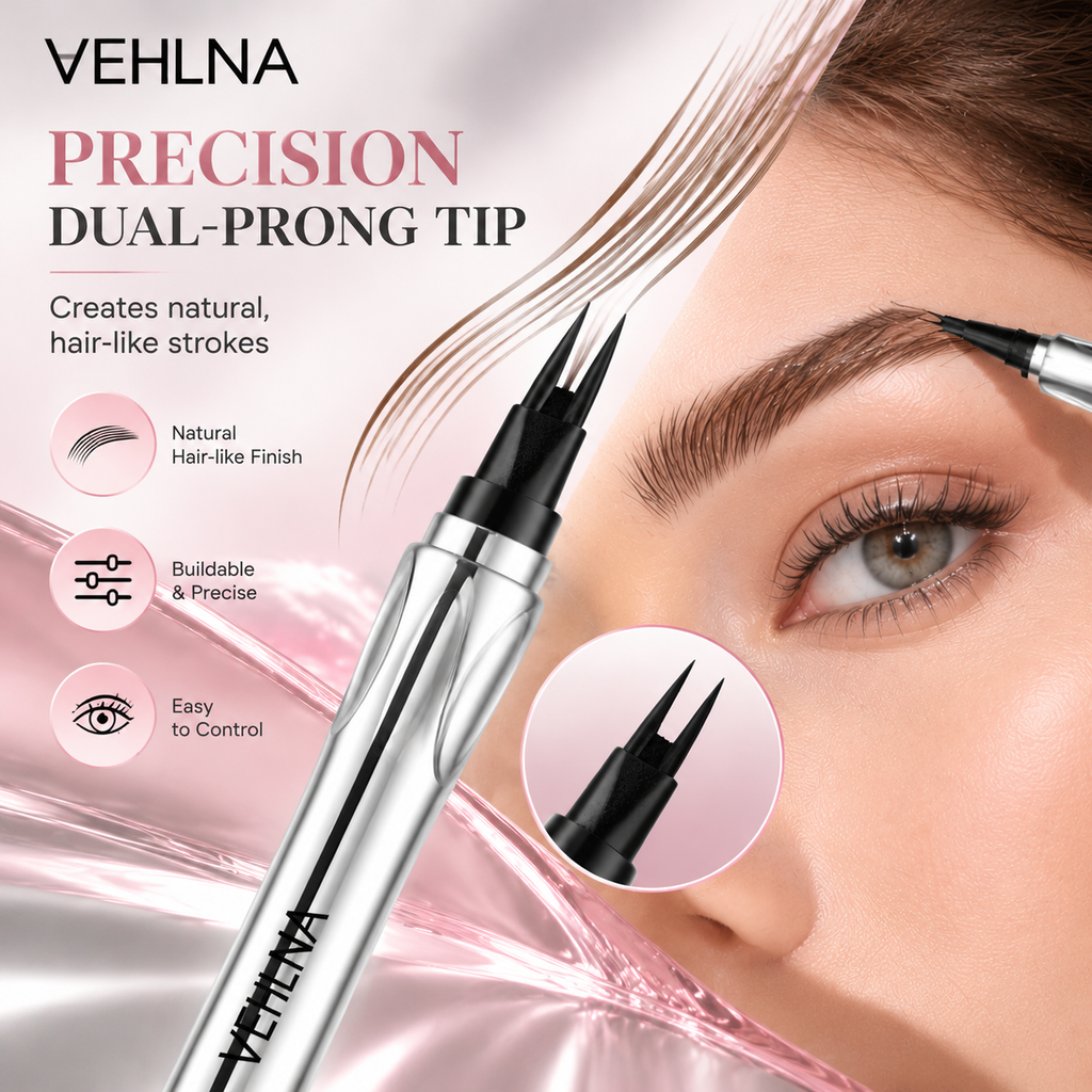 2-Prong Tip Eyebrow Pencil Waterproof Smudge Resistant Dark Brown Two-prong tip design creates natural-looking brow with easy application suitable for beginners daily makeup and travel use