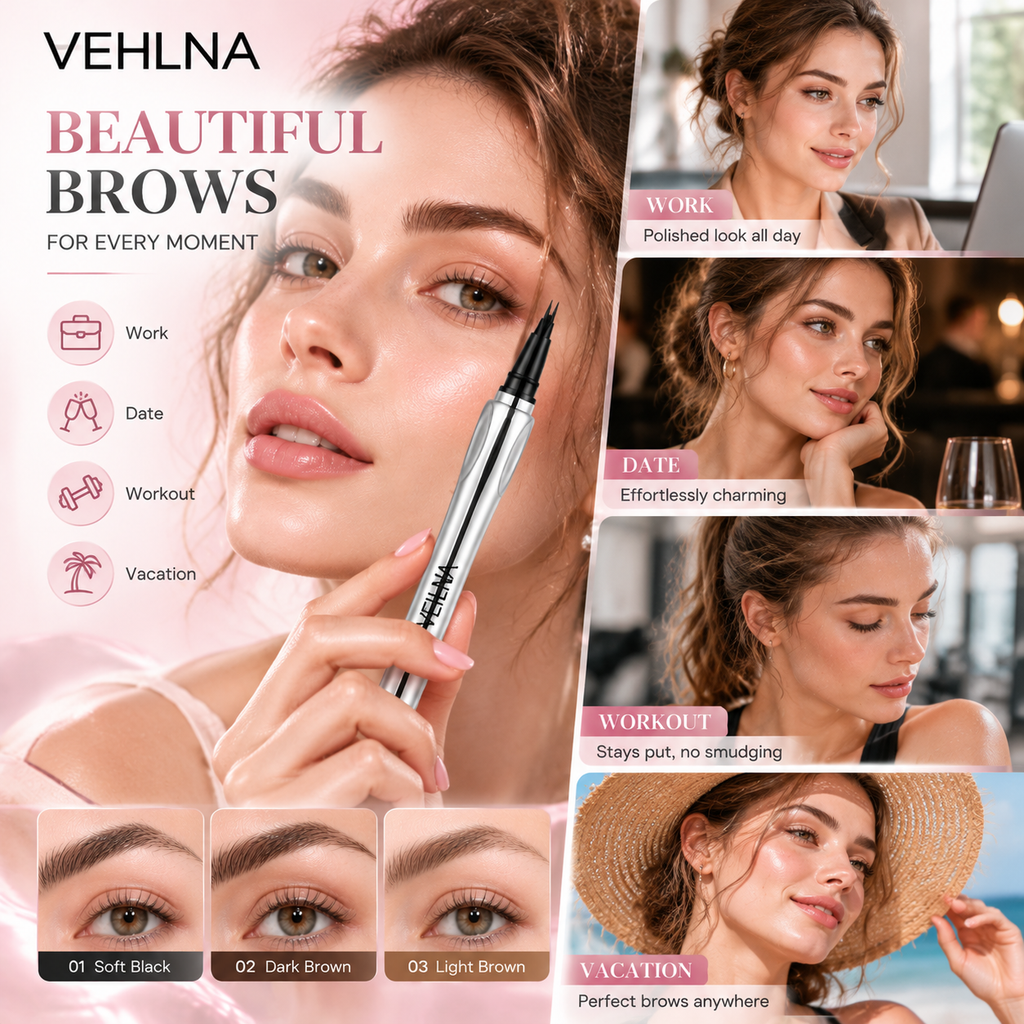 2-Prong Tip Eyebrow Pencil Waterproof Smudge Resistant Dark Brown Two-prong tip design creates natural-looking brow with easy application suitable for beginners daily makeup and travel use